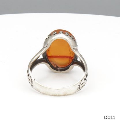 925 Silber Damen Ring mit Jemen Achat - Aqeeq Yamani