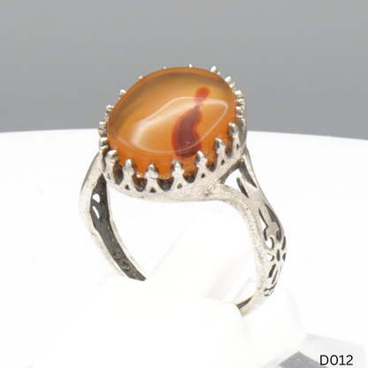 925 Silber Damen Ring mit Jemen Achat - Aqeeq Yamani