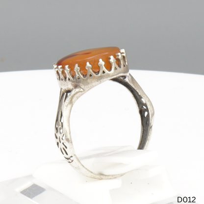 925 Silber Damen Ring mit Jemen Achat - Aqeeq Yamani