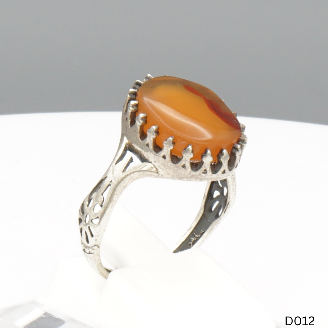 925 Silber Damen Ring mit Jemen Achat - Aqeeq Yamani