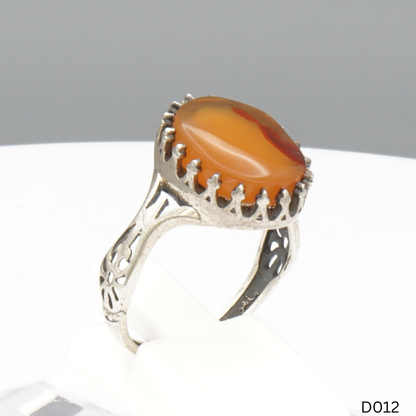925 Silber Damen Ring mit Jemen Achat - Aqeeq Yamani