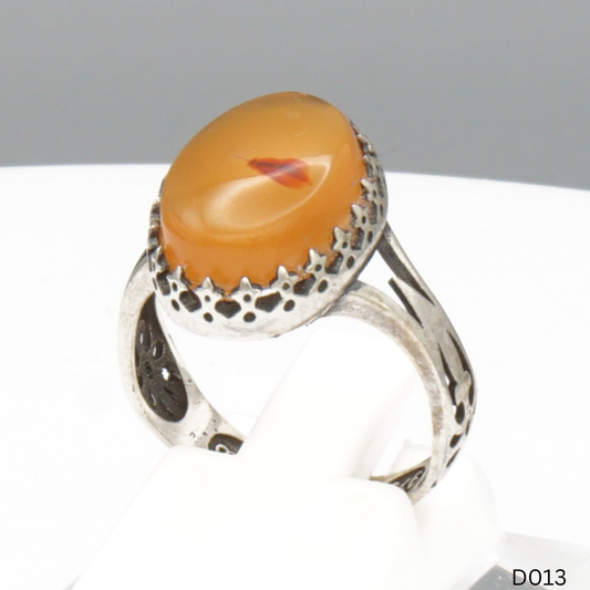 925 Silber Damen Ring mit Jemen Achat - Aqeeq Yamani