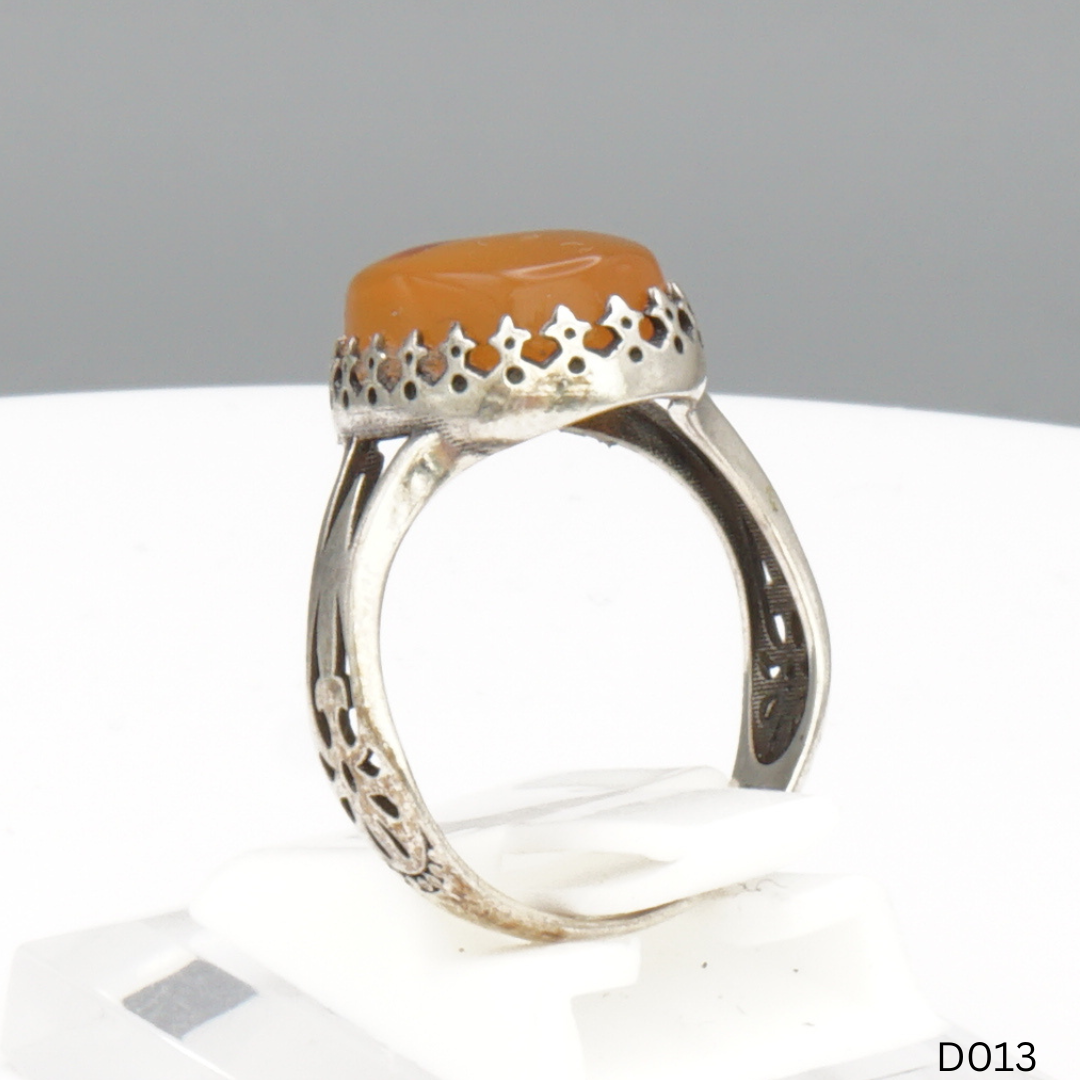 925 Silber Damen Ring mit Jemen Achat - Aqeeq Yamani