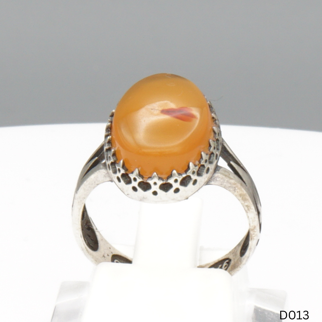 925 Silber Damen Ring mit Jemen Achat - Aqeeq Yamani