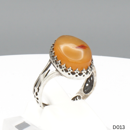 925 Silber Damen Ring mit Jemen Achat - Aqeeq Yamani