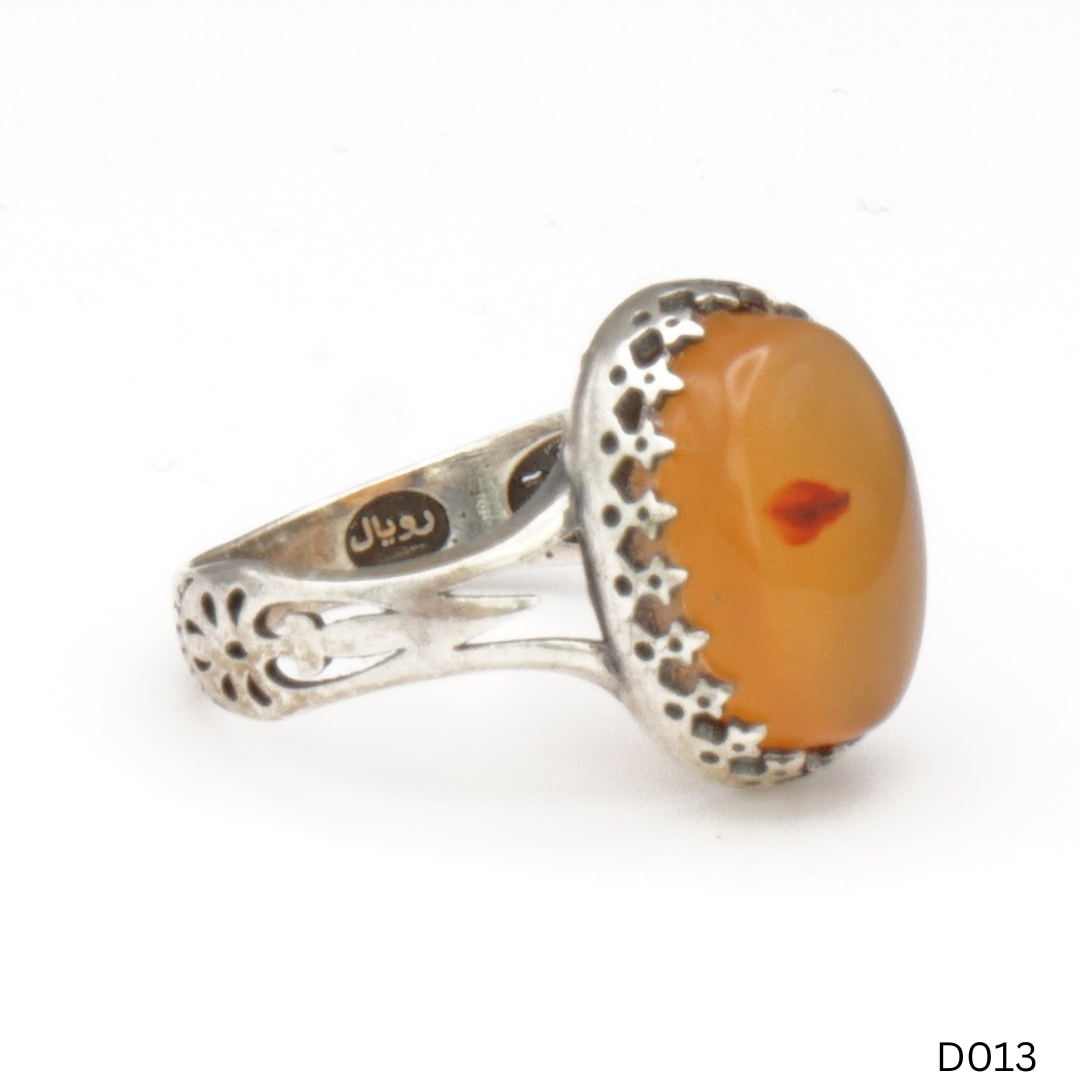 925 Silber Damen Ring mit Jemen Achat - Aqeeq Yamani