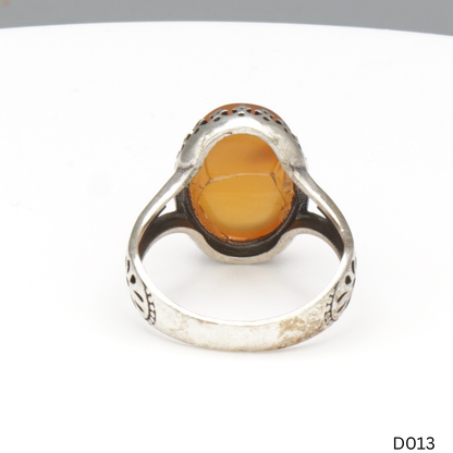 925 Silber Damen Ring mit Jemen Achat - Aqeeq Yamani