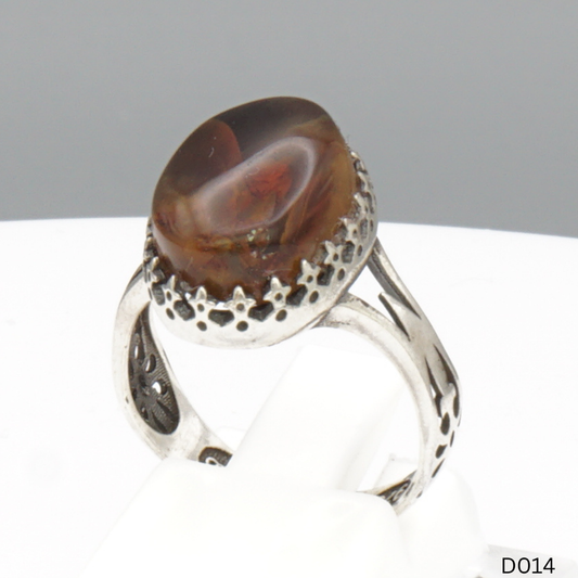 925 Silber Damen Ring mit Jemen Achat - Aqeeq Yamani