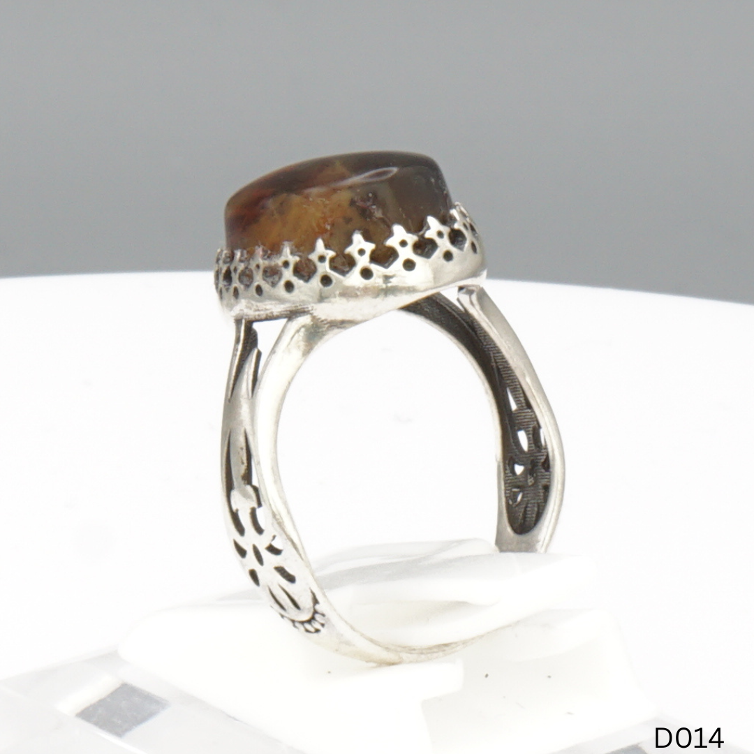 925 Silber Damen Ring mit Jemen Achat - Aqeeq Yamani