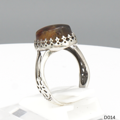 925 Silber Damen Ring mit Jemen Achat - Aqeeq Yamani
