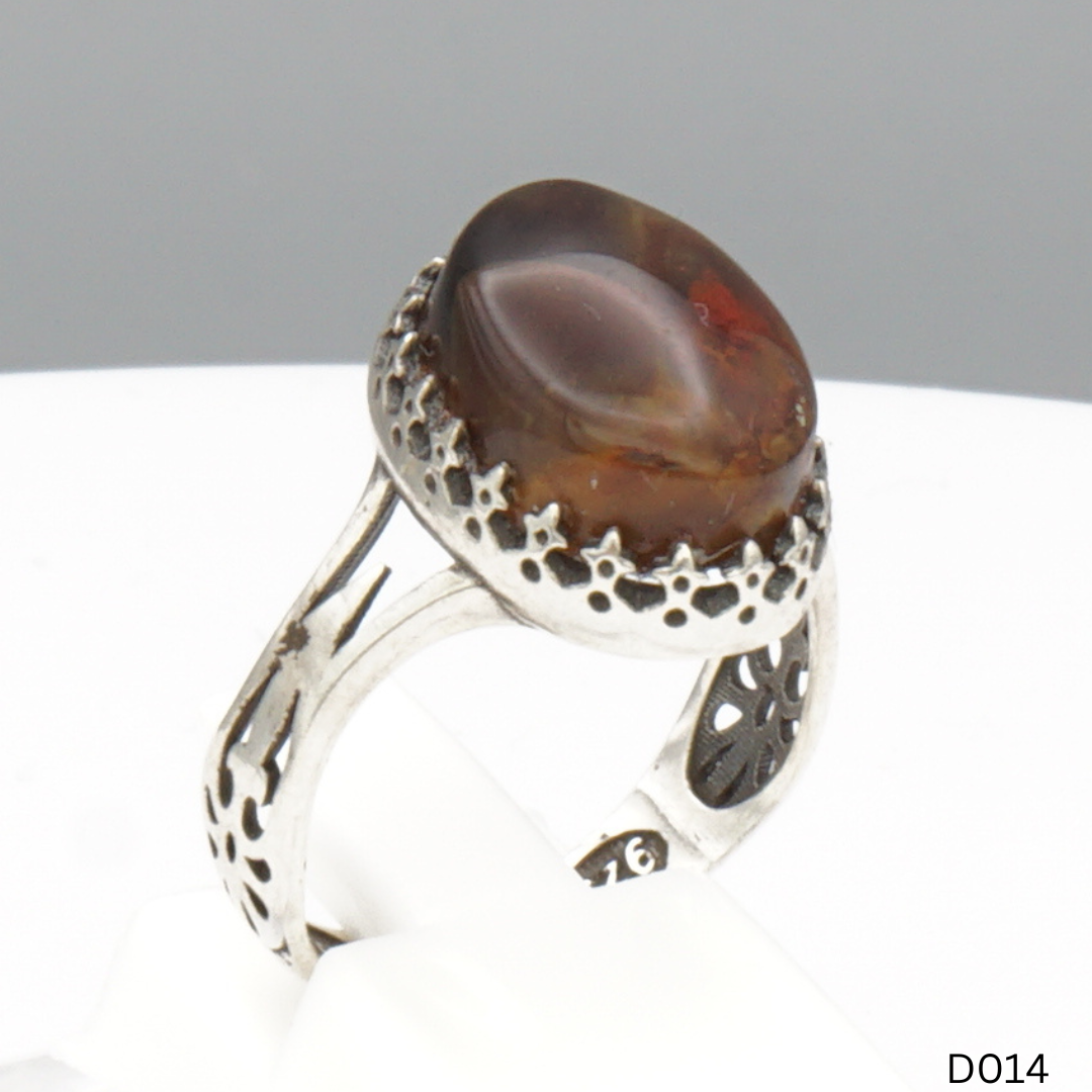 925 Silber Damen Ring mit Jemen Achat - Aqeeq Yamani