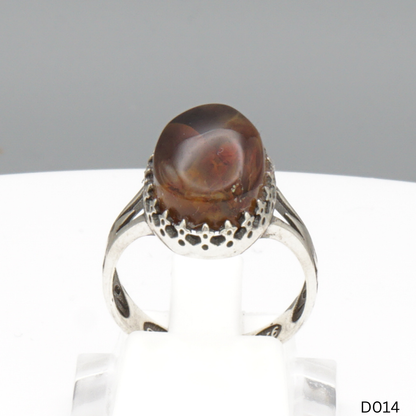925 Silber Damen Ring mit Jemen Achat - Aqeeq Yamani