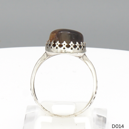 925 Silber Damen Ring mit Jemen Achat - Aqeeq Yamani