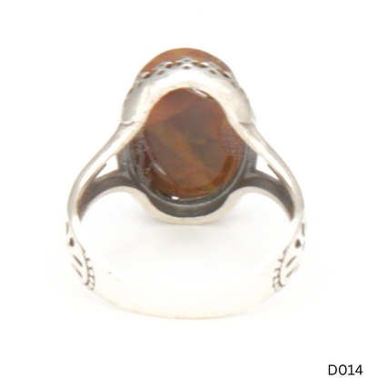 925 Silber Damen Ring mit Jemen Achat - Aqeeq Yamani
