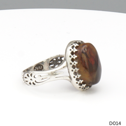 925 Silber Damen Ring mit Jemen Achat - Aqeeq Yamani