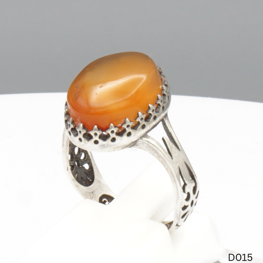 925 Silber Damen Ring mit Jemen Achat - Aqeeq Yamani