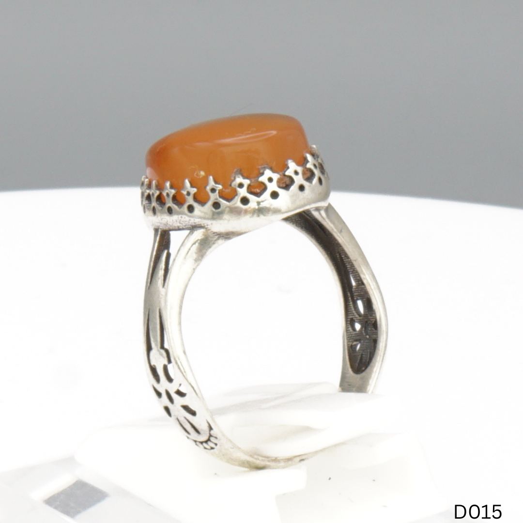 925 Silber Damen Ring mit Jemen Achat - Aqeeq Yamani