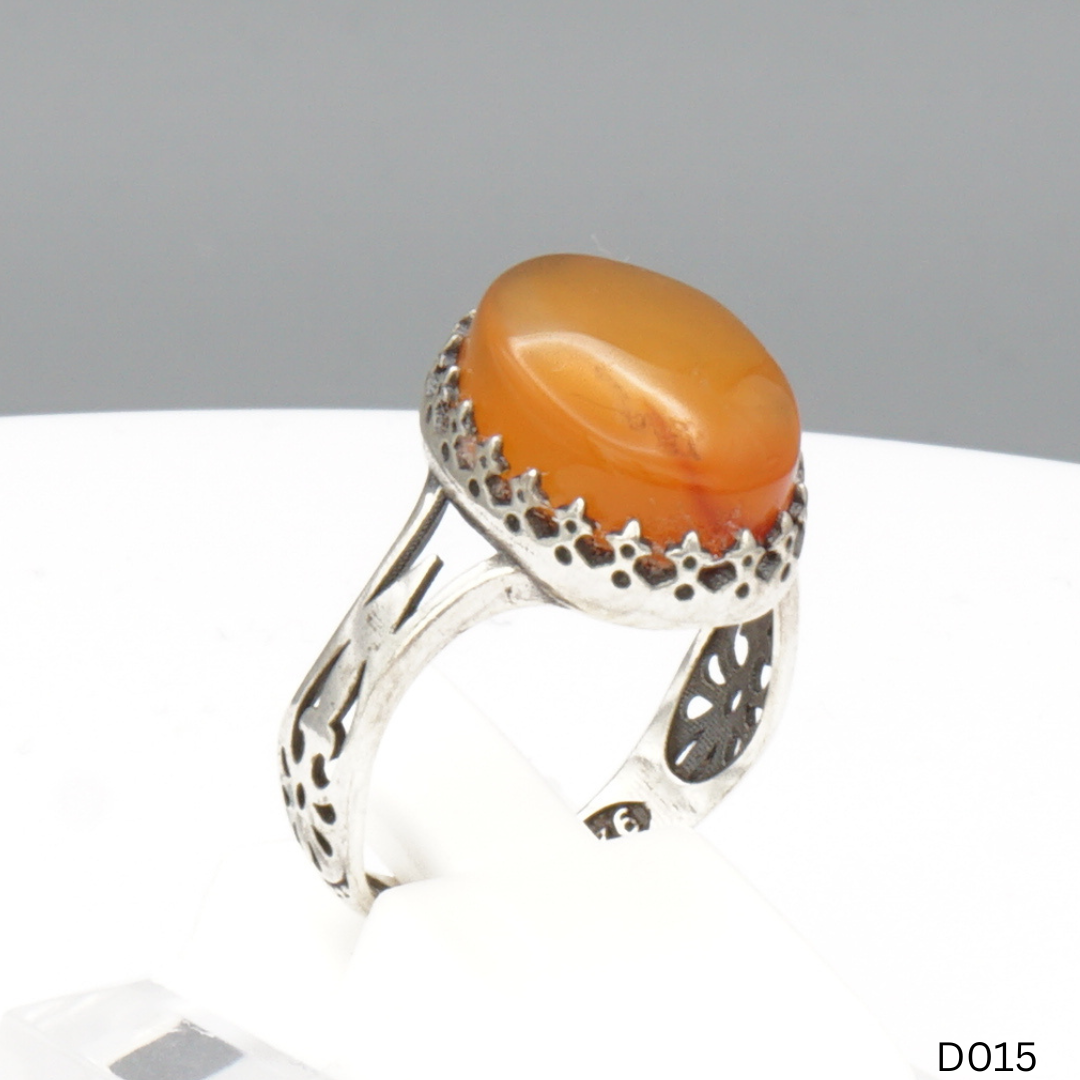 925 Silber Damen Ring mit Jemen Achat - Aqeeq Yamani