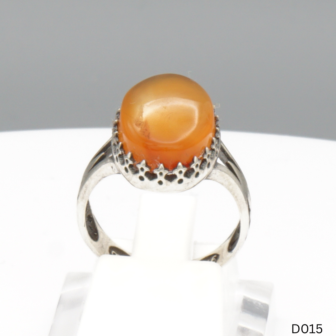 925 Silber Damen Ring mit Jemen Achat - Aqeeq Yamani