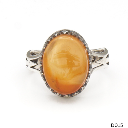 925 Silber Damen Ring mit Jemen Achat - Aqeeq Yamani