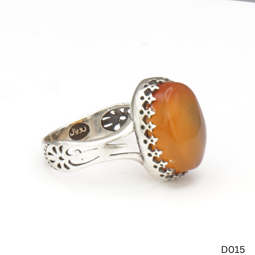 925 Silber Damen Ring mit Jemen Achat - Aqeeq Yamani