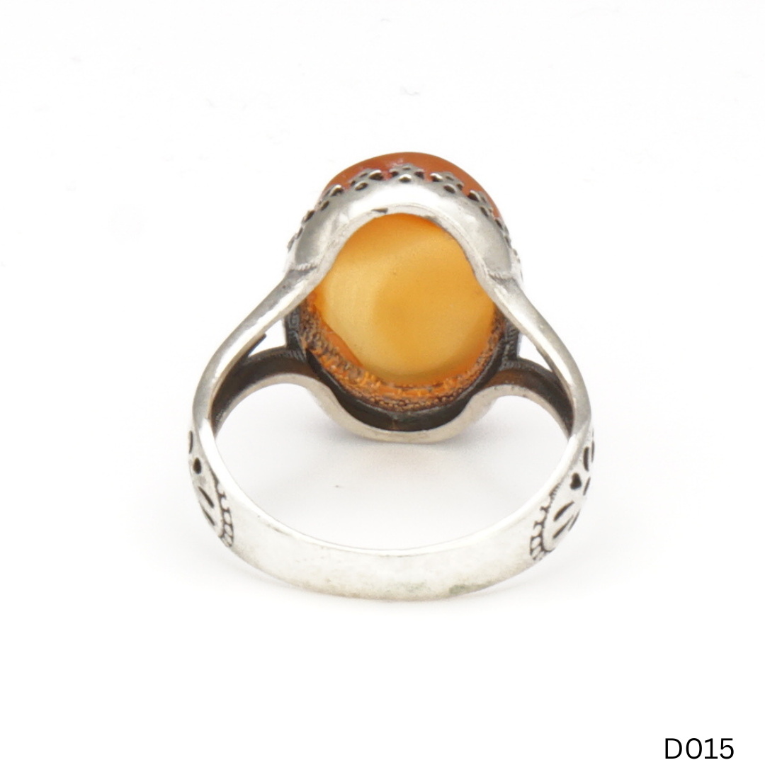 925 Silber Damen Ring mit Jemen Achat - Aqeeq Yamani
