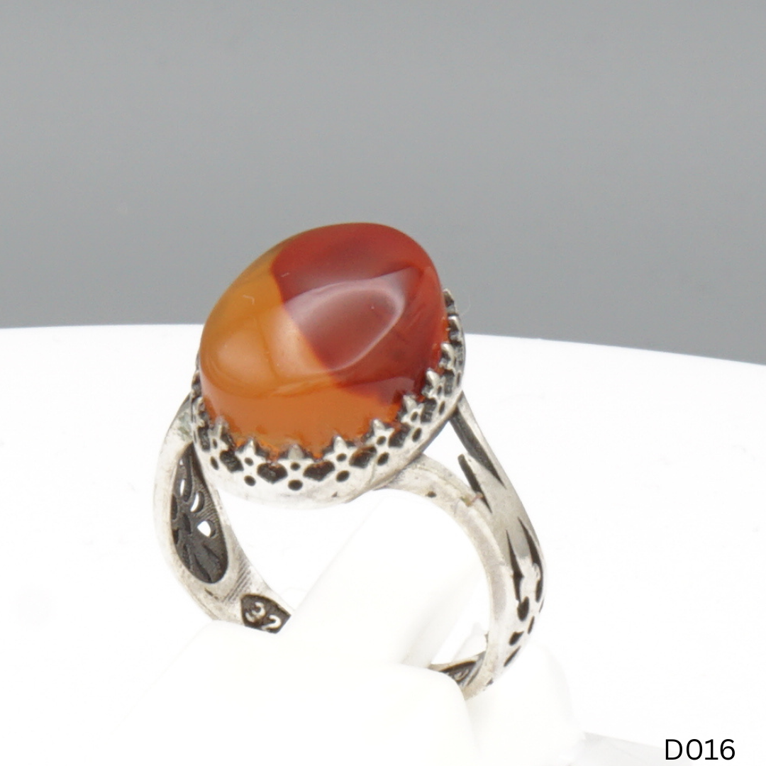 925 Silber Damen Ring mit Jemen Achat - Aqeeq Yamani