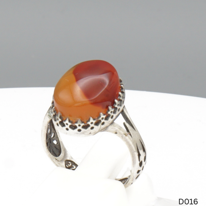 925 Silber Damen Ring mit Jemen Achat - Aqeeq Yamani