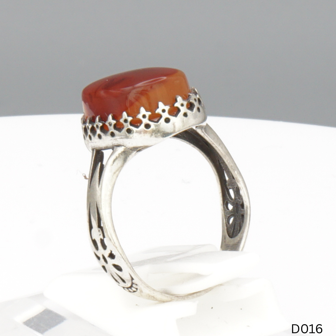 925 Silber Damen Ring mit Jemen Achat - Aqeeq Yamani