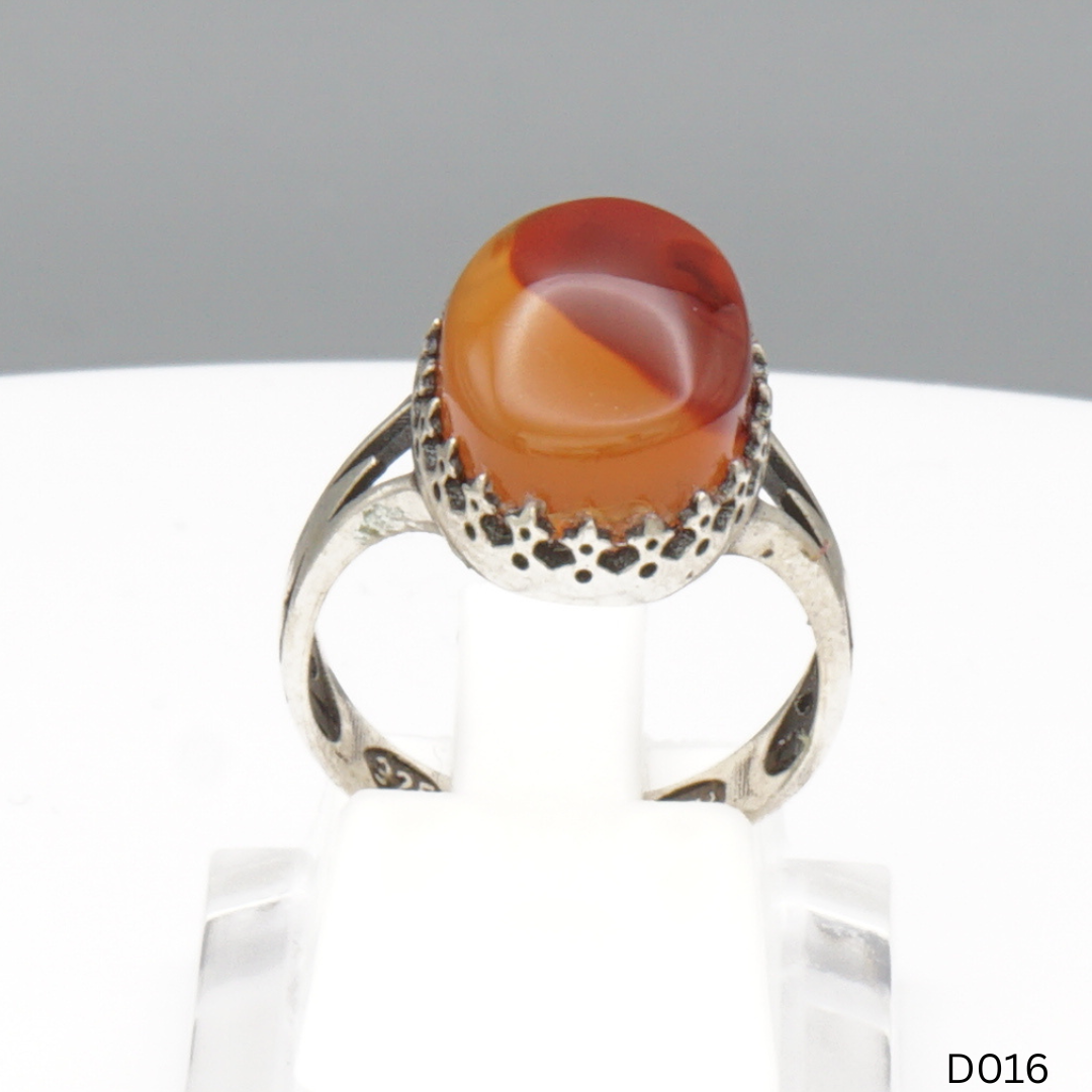 925 Silber Damen Ring mit Jemen Achat - Aqeeq Yamani