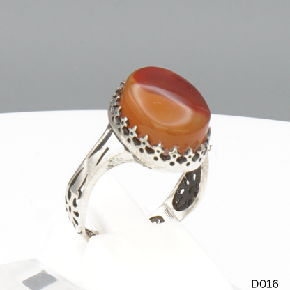 925 Silber Damen Ring mit Jemen Achat - Aqeeq Yamani