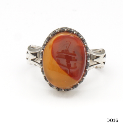 925 Silber Damen Ring mit Jemen Achat - Aqeeq Yamani