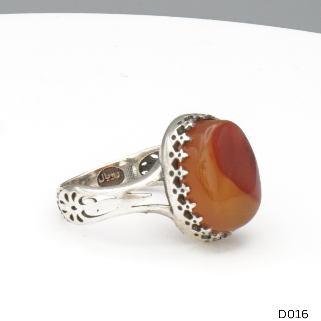 925 Silber Damen Ring mit Jemen Achat - Aqeeq Yamani
