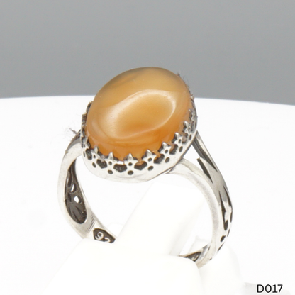 925 Silber Damen Ring mit Jemen Achat - Aqeeq Yamani