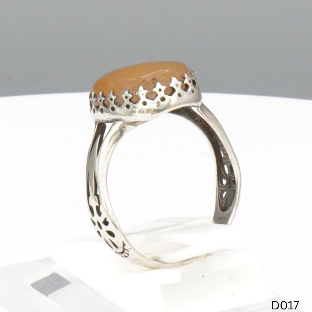 925 Silber Damen Ring mit Jemen Achat - Aqeeq Yamani