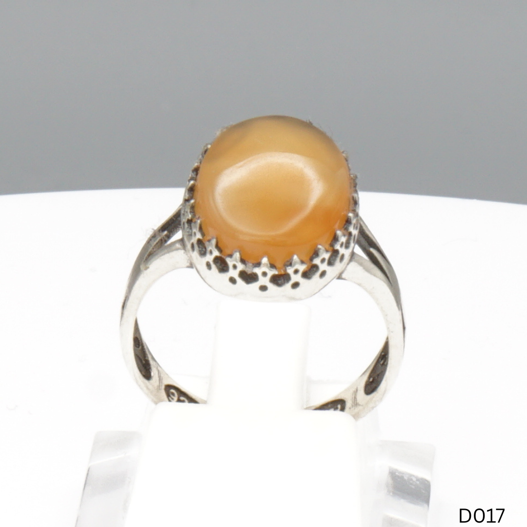 925 Silber Damen Ring mit Jemen Achat - Aqeeq Yamani