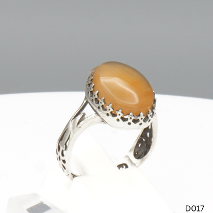 925 Silber Damen Ring mit Jemen Achat - Aqeeq Yamani