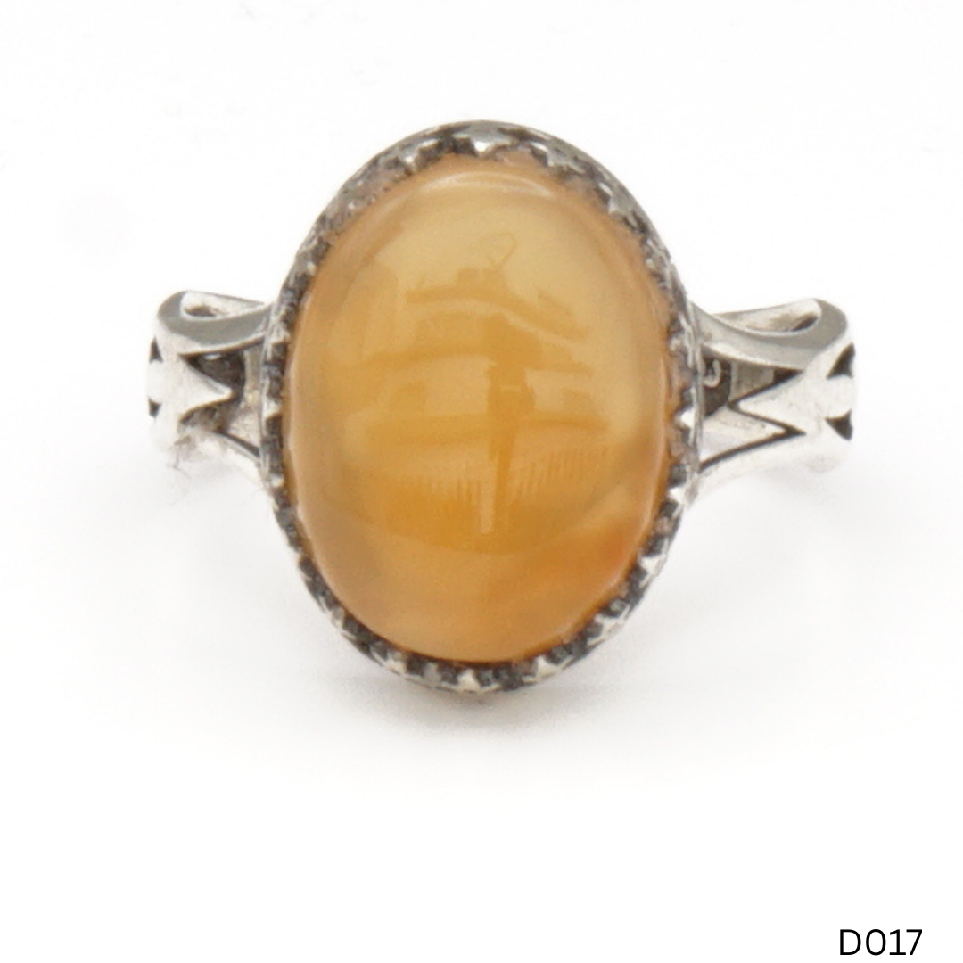 925 Silber Damen Ring mit Jemen Achat - Aqeeq Yamani