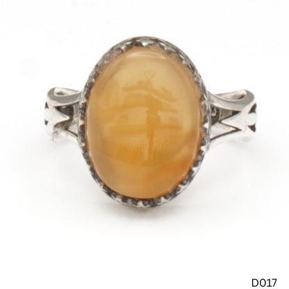 925 Silber Damen Ring mit Jemen Achat - Aqeeq Yamani