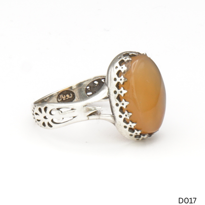 925 Silber Damen Ring mit Jemen Achat - Aqeeq Yamani