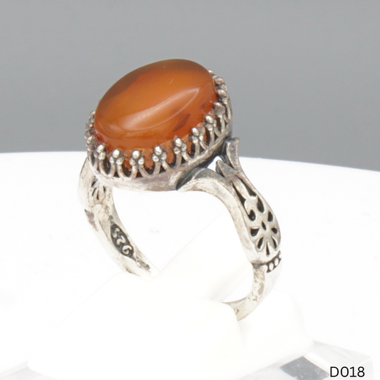 925 Silber Damen Ring mit Jemen Achat - Aqeeq Yamani