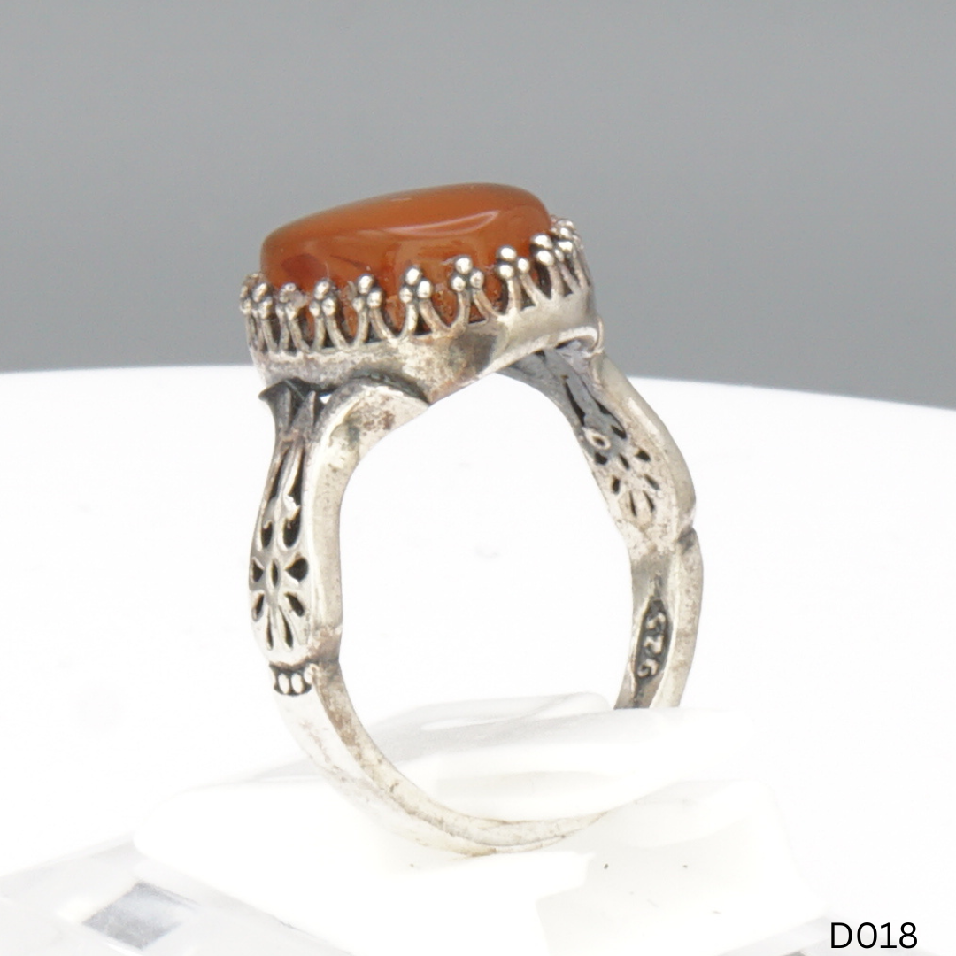925 Silber Damen Ring mit Jemen Achat - Aqeeq Yamani