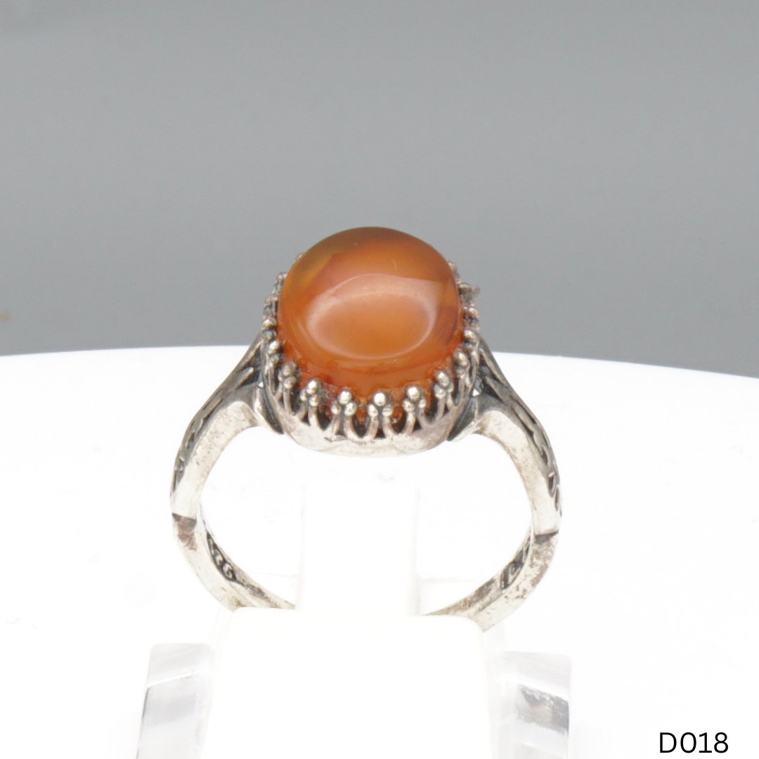 925 Silber Damen Ring mit Jemen Achat - Aqeeq Yamani