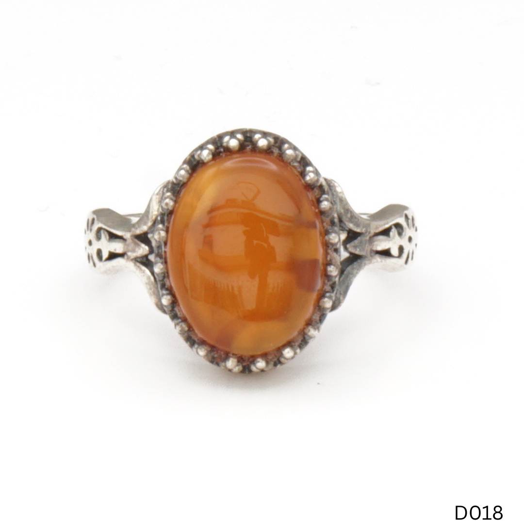 925 Silber Damen Ring mit Jemen Achat - Aqeeq Yamani