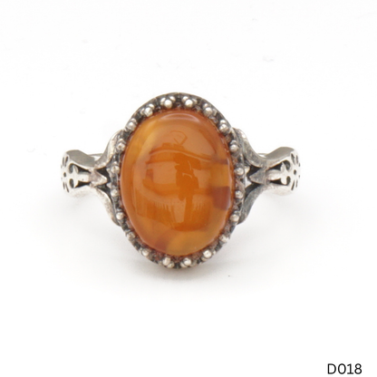 925 Silber Damen Ring mit Jemen Achat - Aqeeq Yamani