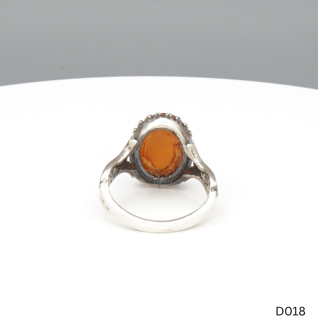 925 Silber Damen Ring mit Jemen Achat - Aqeeq Yamani