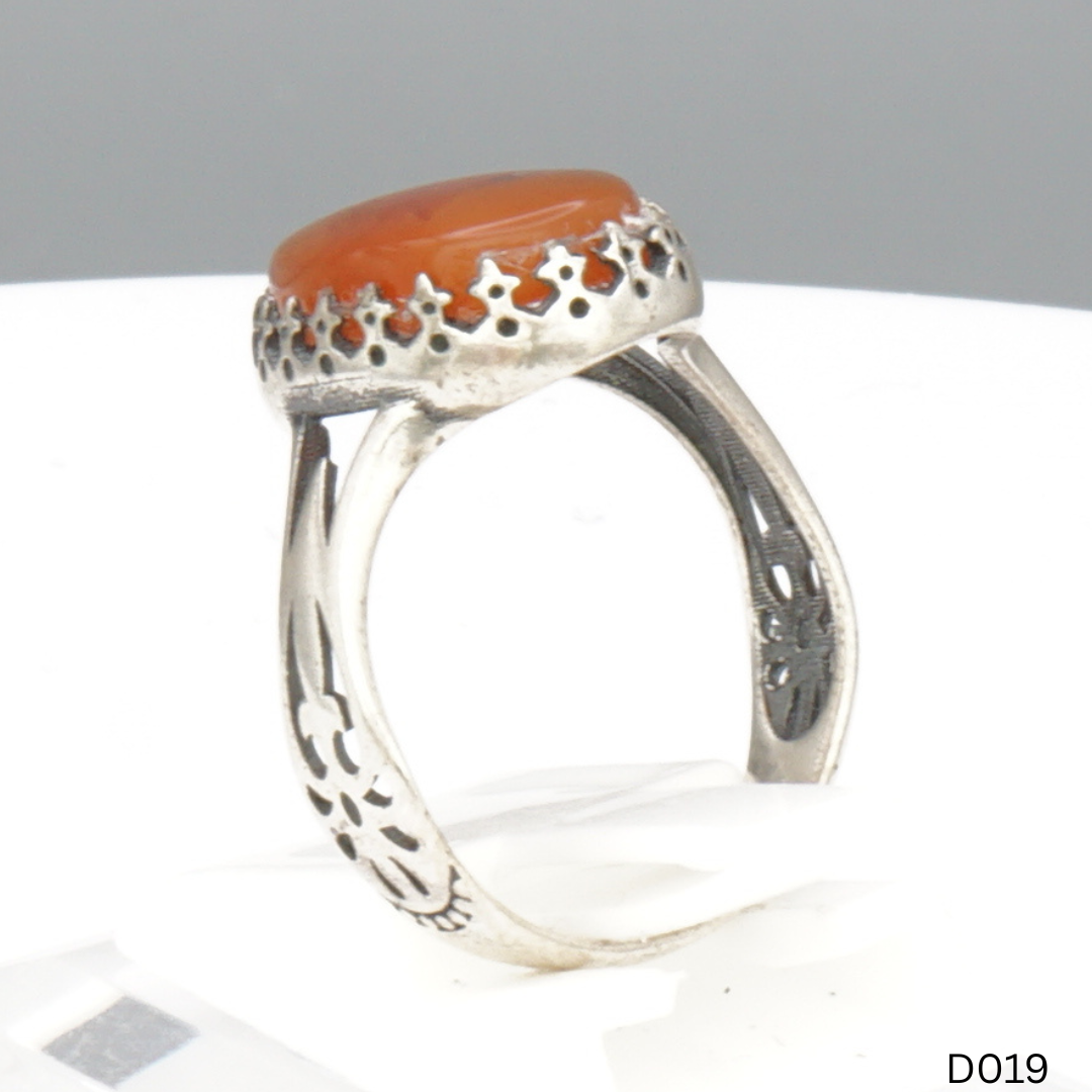 925 Silber Damen Ring mit Jemen Achat - Aqeeq Yamani