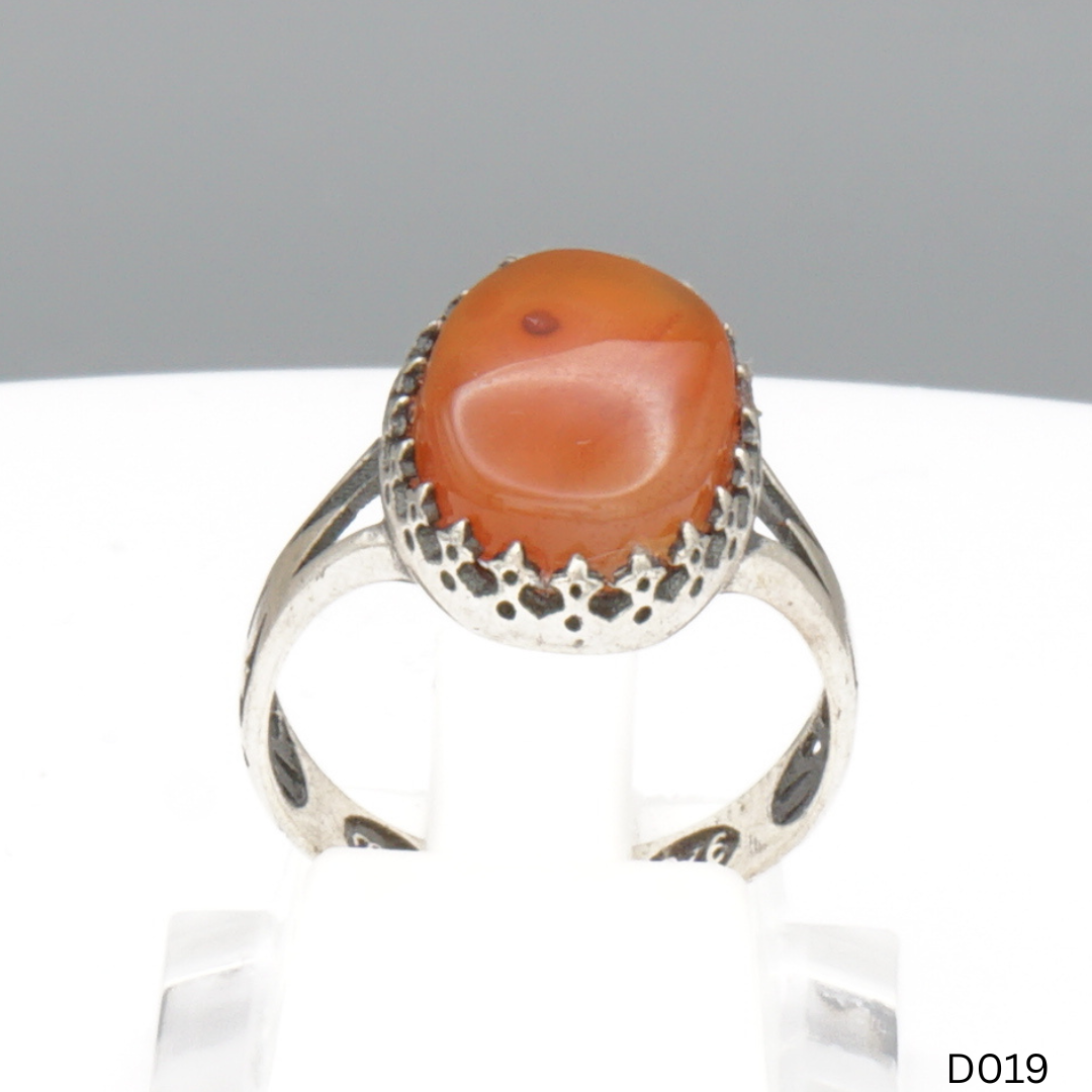 925 Silber Damen Ring mit Jemen Achat - Aqeeq Yamani