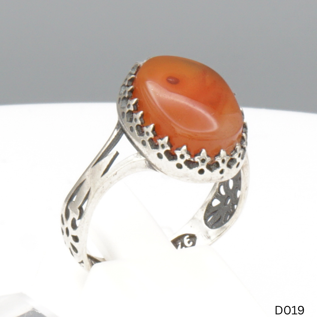 925 Silber Damen Ring mit Jemen Achat - Aqeeq Yamani