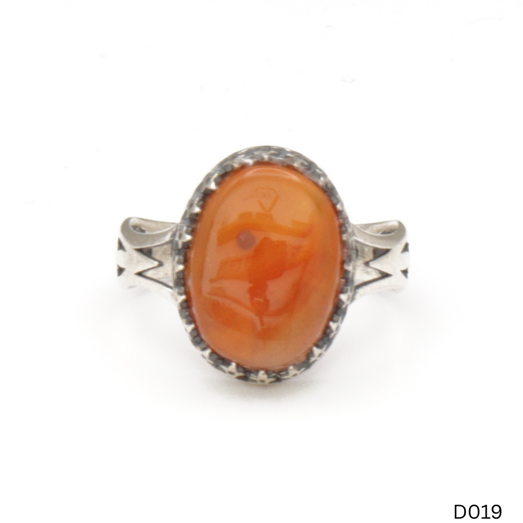 925 Silber Damen Ring mit Jemen Achat - Aqeeq Yamani
